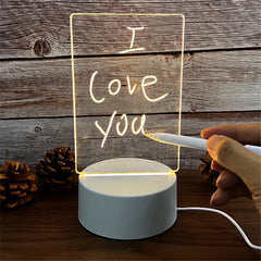 Transparent LED Message Board – Erasable Acrylic Night Light & Calendar with USB Power